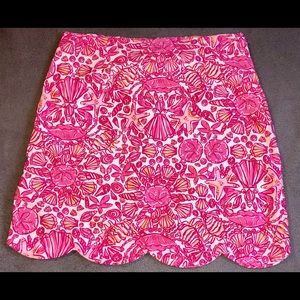 Lily Pulitzer Pink/White Scalloped Bottom Skirt